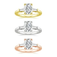 Ариста 0. КТ овален Сваровски дијаманти прстен за ангажман на жени во жолто позлатено сребро од сребро