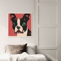Авенија за пистата животни wallидни уметности платно печати 'Карсон Кресли - кучиња и кутриња на кучиња Ворхол - црвена, црна