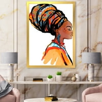 DesignArt 'Afro American Woman With Turban I' модерен врамен уметнички принт
