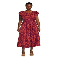 Добијте женски плус големина на макси фустан со големина на руф