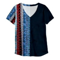 Женски Блузи Каузални В - Вратот Печатење Блуза Краток Ракав Маица Летни Врвови