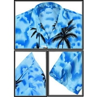 Куоф Хавајски Одмор Облека Машко Копче Хаваи Печатење Плажа Краток Ракав Лажен Џеб Брза Блуза