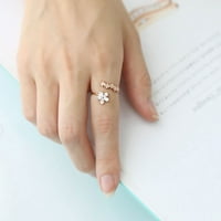 Тојела Исклучителна пет-ливче цвет циркон микро-сет прстен темперамент прстен Вистинска роза злато