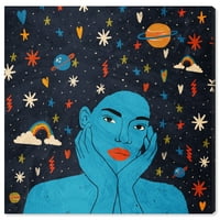 Wynwood Studio Canvas Шарена космичка коса сина апстрактна обрасци wallидна уметност платно печати сина 20х20
