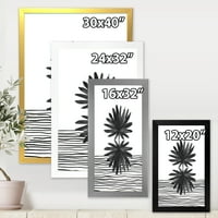 DesignArt 'црно -бело шарени под тропски лист II' модерен врамен уметнички принт