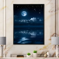 Дизајн на „Целосна месечина ноќ во облачно небо i 'наутички и крајбрежен врамен платно wallиден уметност печатење