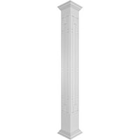 Ekena Millwork 8 W 8'H Craftsman Classic Square Non-Tapered Hastings Fretwork Column W Crown Capital & Crown Base