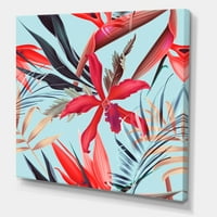 Гроздобер тропски цвеќиња iv сликање платно уметнички принт