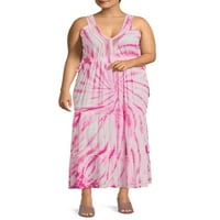 Романтичен цигански женски плус големина капчиња трим макси фустан