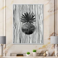 DesignArt 'црно -бело шарени под тропски лист I' модерно врамен платно wallиден уметност печатење