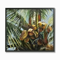 Tuphely Industries Тропски палми кокос зелена жолта сликарство врамена wallидна уметност од Сузан Вилкинс