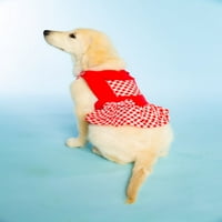 Кучешка партон, облека за кучиња и мачки, фустан од миленичиња од гингам, црвен, мал