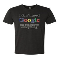 Не ми треба Google, мојот син знае сè што маицата за мешавина од Tri Mens Premium Tri, гроздобер црна, 2xl
