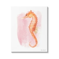 Студената индустрија нежна портокалова морска коњска коска со розови акварели детали за сликарство завиткано платно печатење