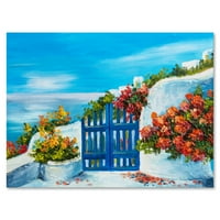 Куќа со шарени цвеќиња во близина на морето III сликарство платно уметничко печатење