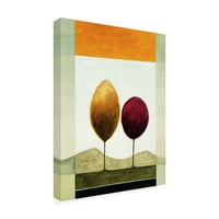 Заштитена марка ликовна уметност „Црвени и портокалови дрвја и планини“ платно уметност од Пабло Естебан