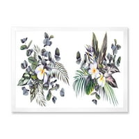 DesignArt 'Plumeria frangipani цвеќиња со традиционално врамено уметничко печатење на тропски букети'