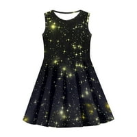 Bivenant продавница Девојки летни starвездени фустани со фустан од вратот Детчиња без ракави фустани за девојчиња, со големина