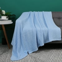 Уникатни поволни цени памук вафли ткаат кревет фрли ќебе 90 90 небо сина боја