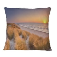 DesignArt Зајдисонце на плажа на островот Текел - Модерна перница за фрлање на морскиот брег - 18x18