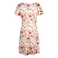 Мијаилима мини фустани за жени лето в - вратот цветни печати краток ракав обични фустани едноставен фустан