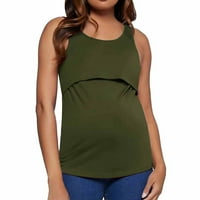 Giligiliso learance породилно 95%полиестер, 5%облека со спанде за жени бремени доилки со цврста боја на вратот без ракави, доење