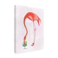 Трговска марка ликовна уметност 'Фламинго и коктел 2' платно уметност од фан фанки