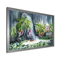 DesignART 'Апстрактни тропски растенија Оазис, Фарма куќа, врамена уметничка принт